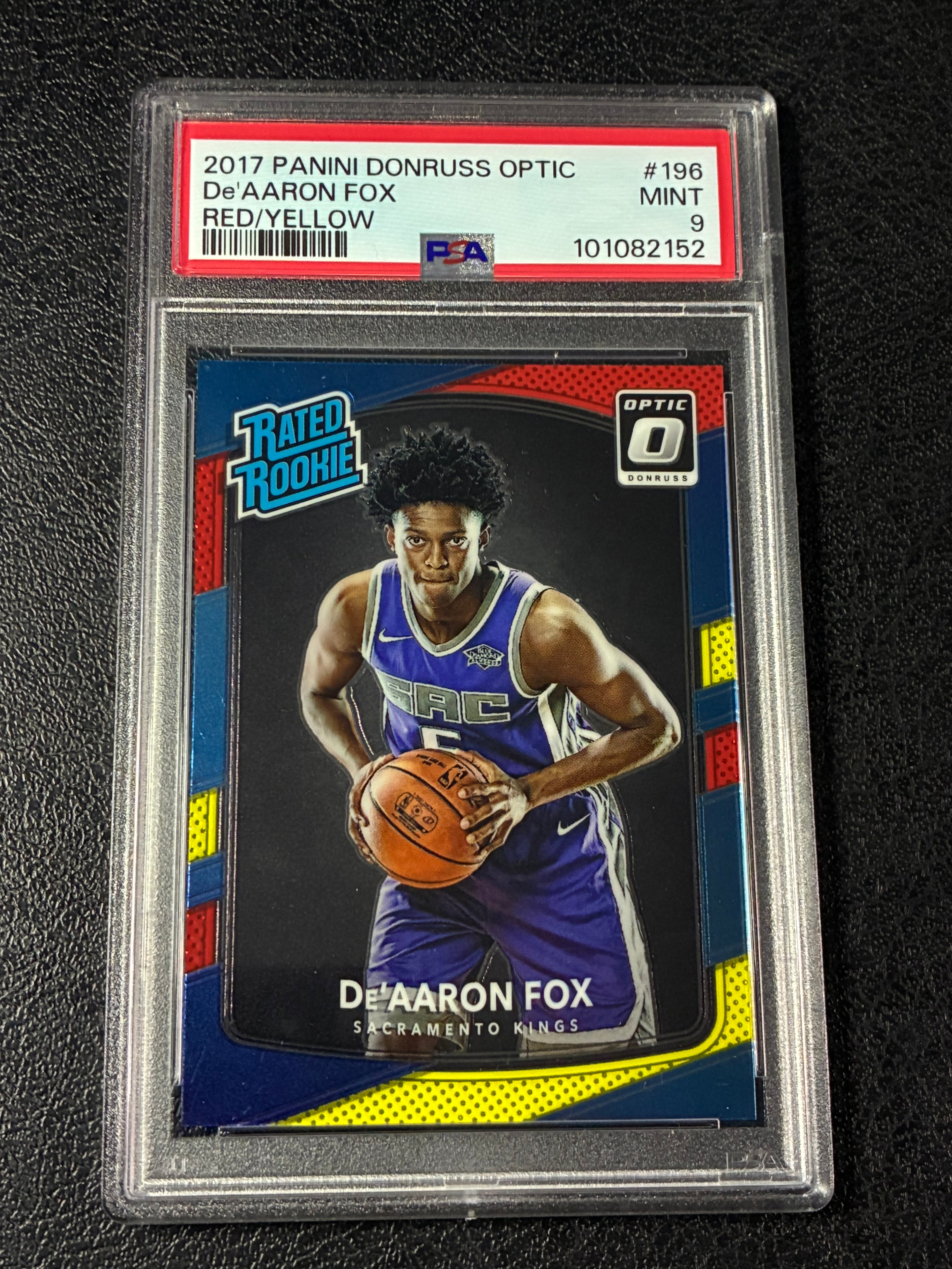 2017-18 Panini Donruss Optic - Rated Rookie De'Aaron Fox #196 Red Yellow PSA 9🔥