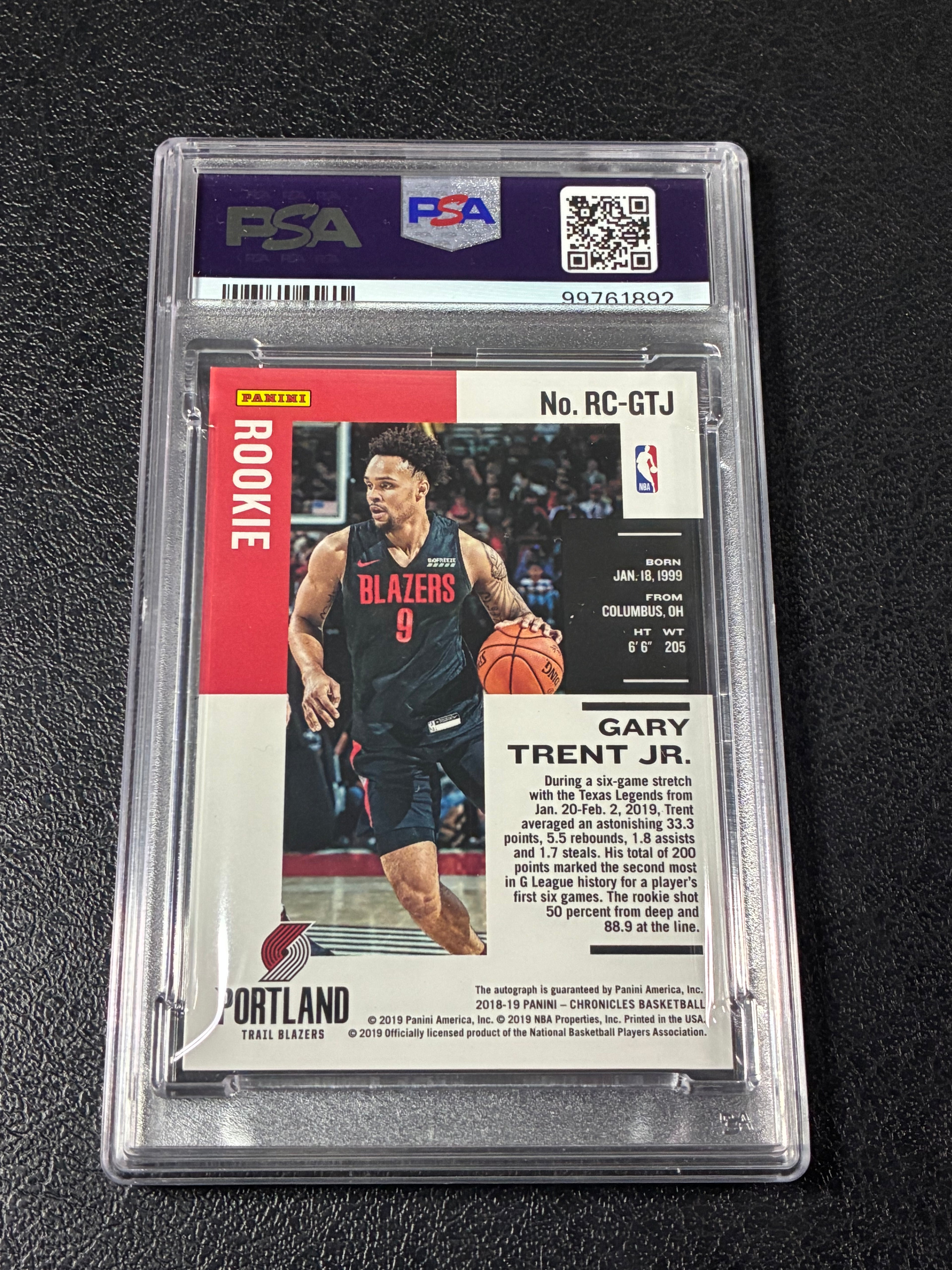 2018 Panini Chronicles Gary Trent Jr Rookie Chronicle Signature Blue /49 PSA 8🔥