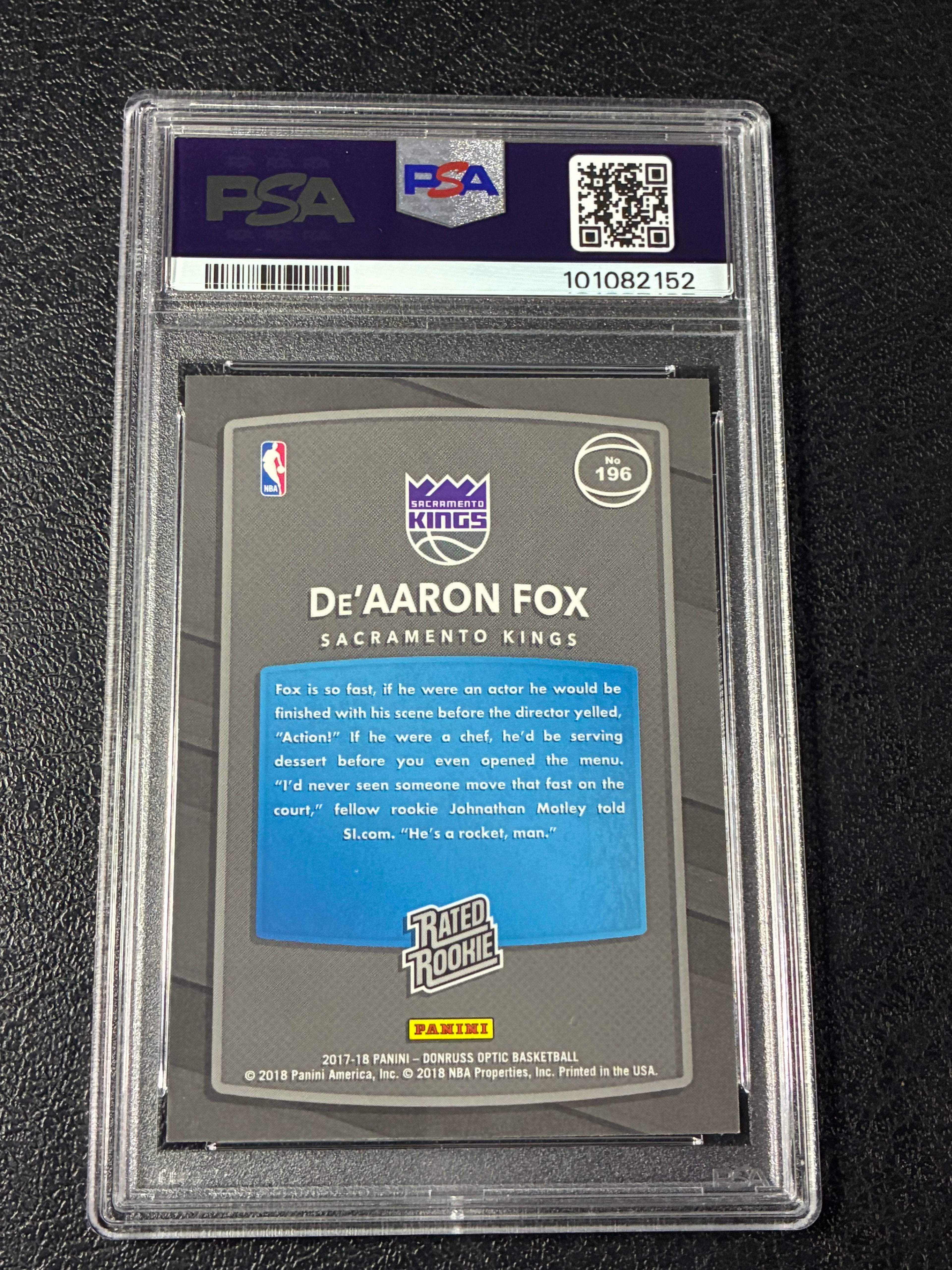 2017-18 Panini Donruss Optic - Rated Rookie De'Aaron Fox #196 Red Yellow PSA 9🔥