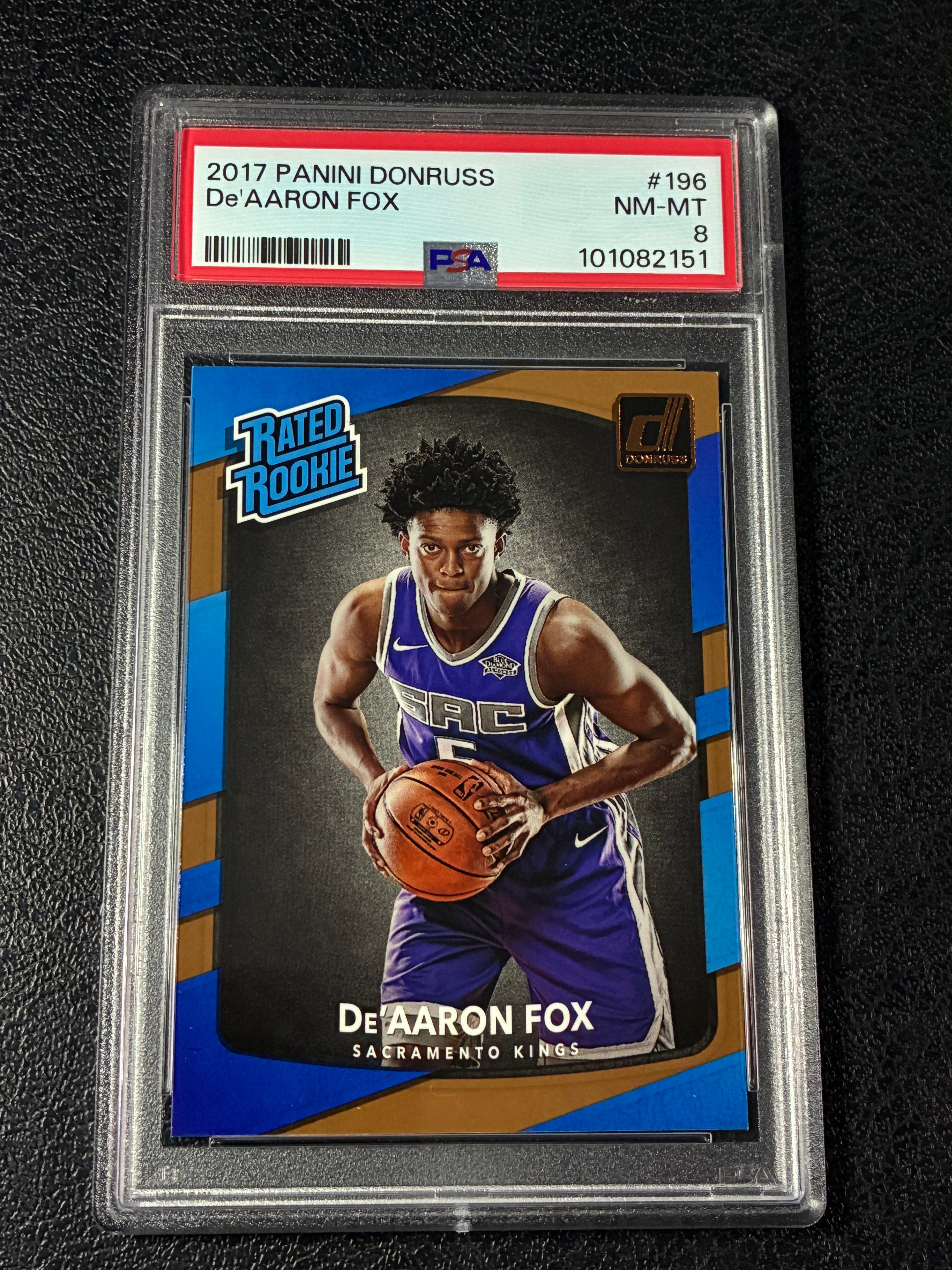 2017-18 Panini Donruss - Rated Rookies De'Aaron Fox #196 (RC) PSA 8🔥