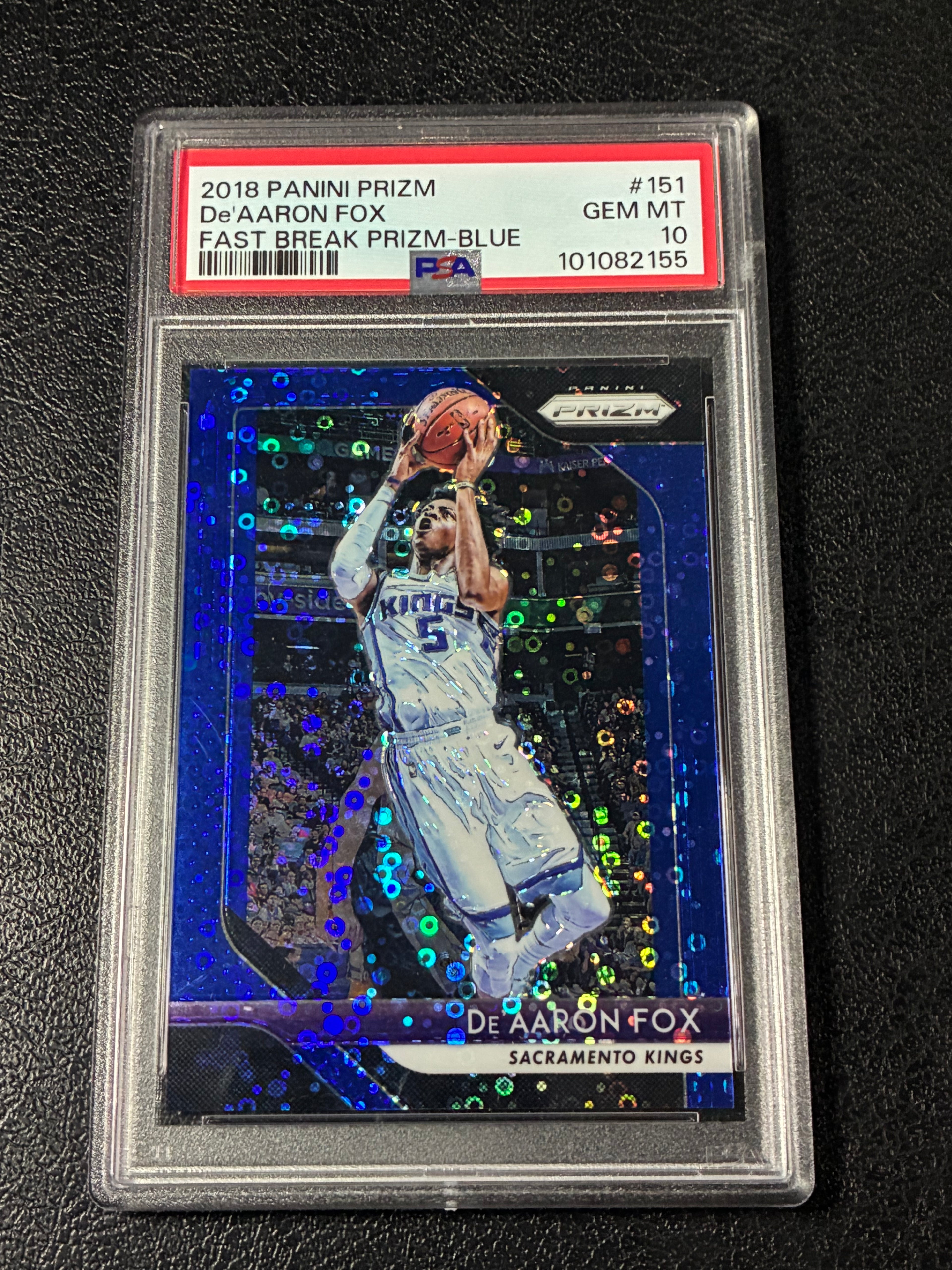 2018 Panini Prizm De’Aaron Fox Fast Break Prizm-Blue /175 PSA 10 Pop 1🔥