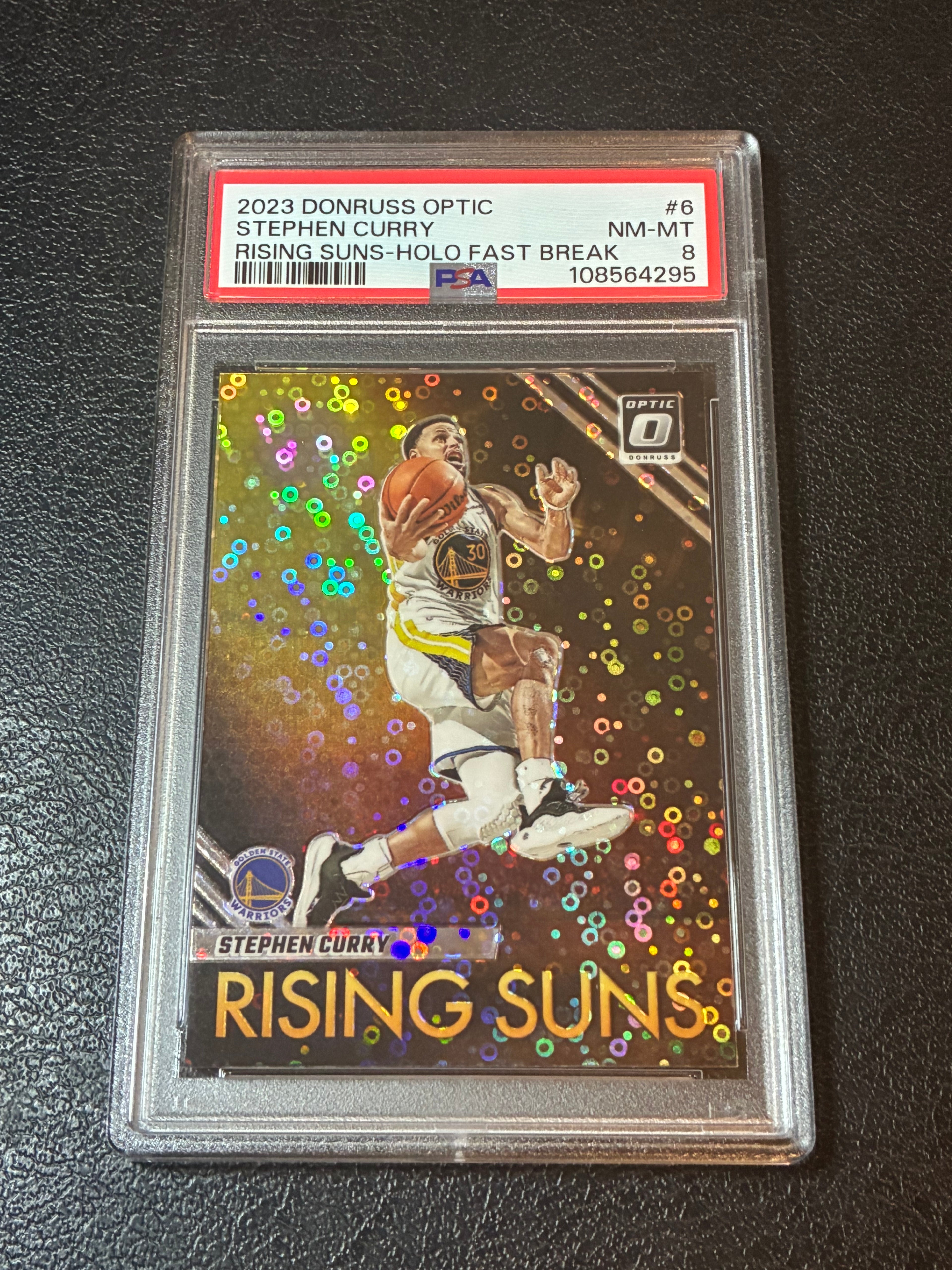 2023 Donruss Optic Stephen Curry Rising Suns-Holo Fast Break PSA 8