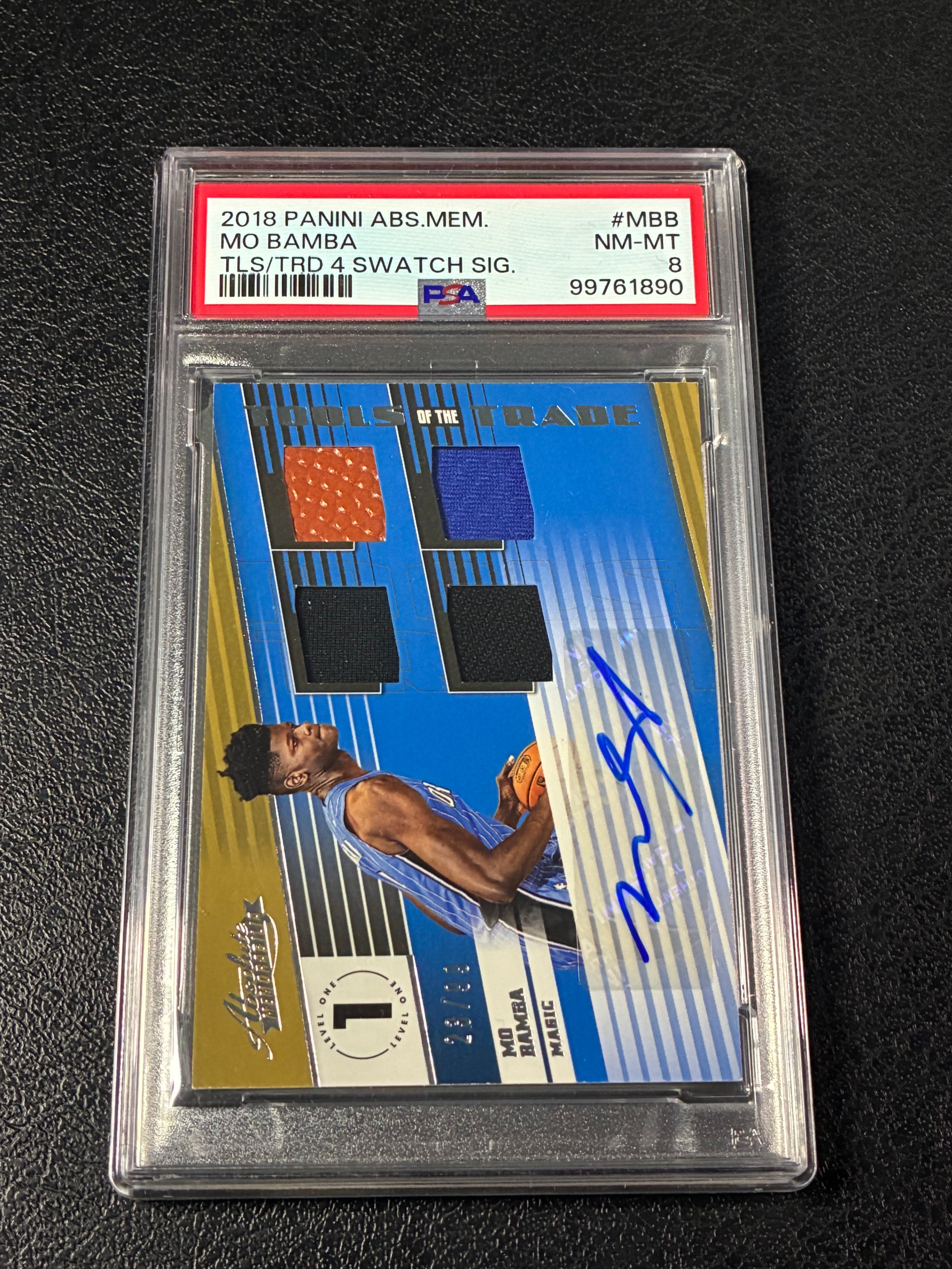 2018 Panini Absolute Mem Mo Bamba TLS/TRD 4 Swatch Signature /99 PSA 8 Pop 1🔥