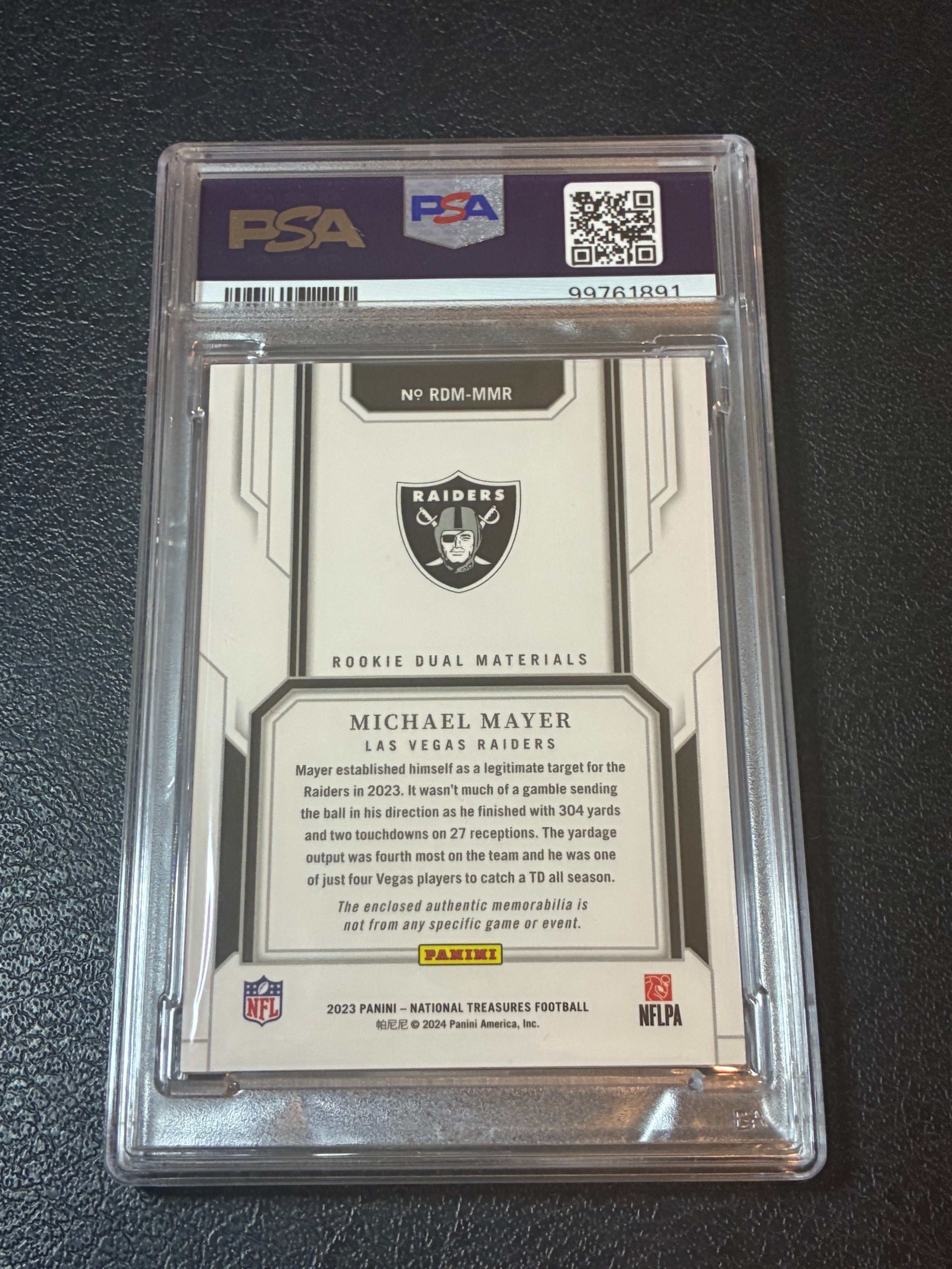 2023 National Treasures Michael Mayer Rookie Dual Mat-Purple /49 PSA 8 Pop 2🔥