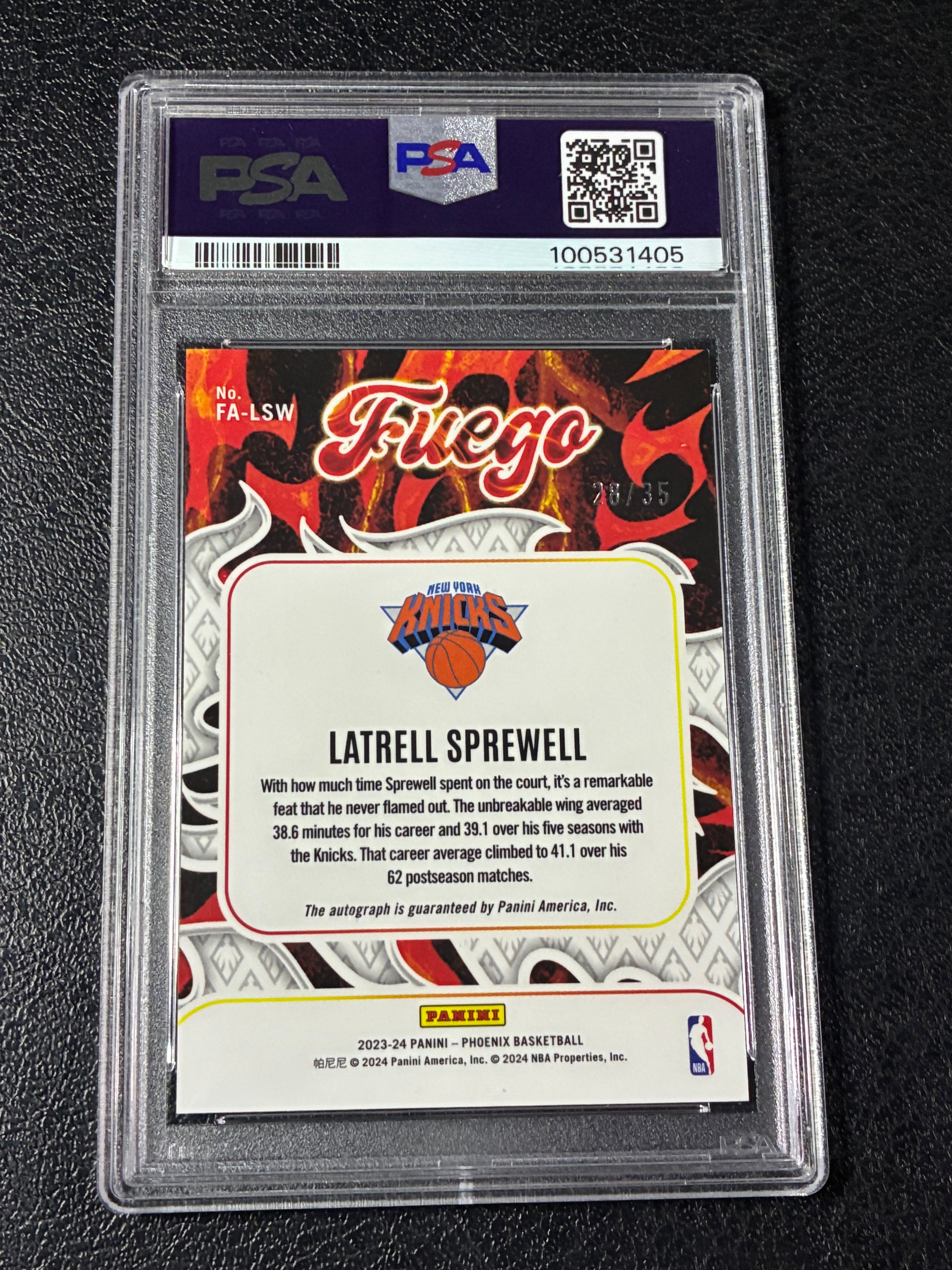 2023 Pheonix Latrell Sprewell Fuego Autograph-Yellow /35 PSA 9🔥
