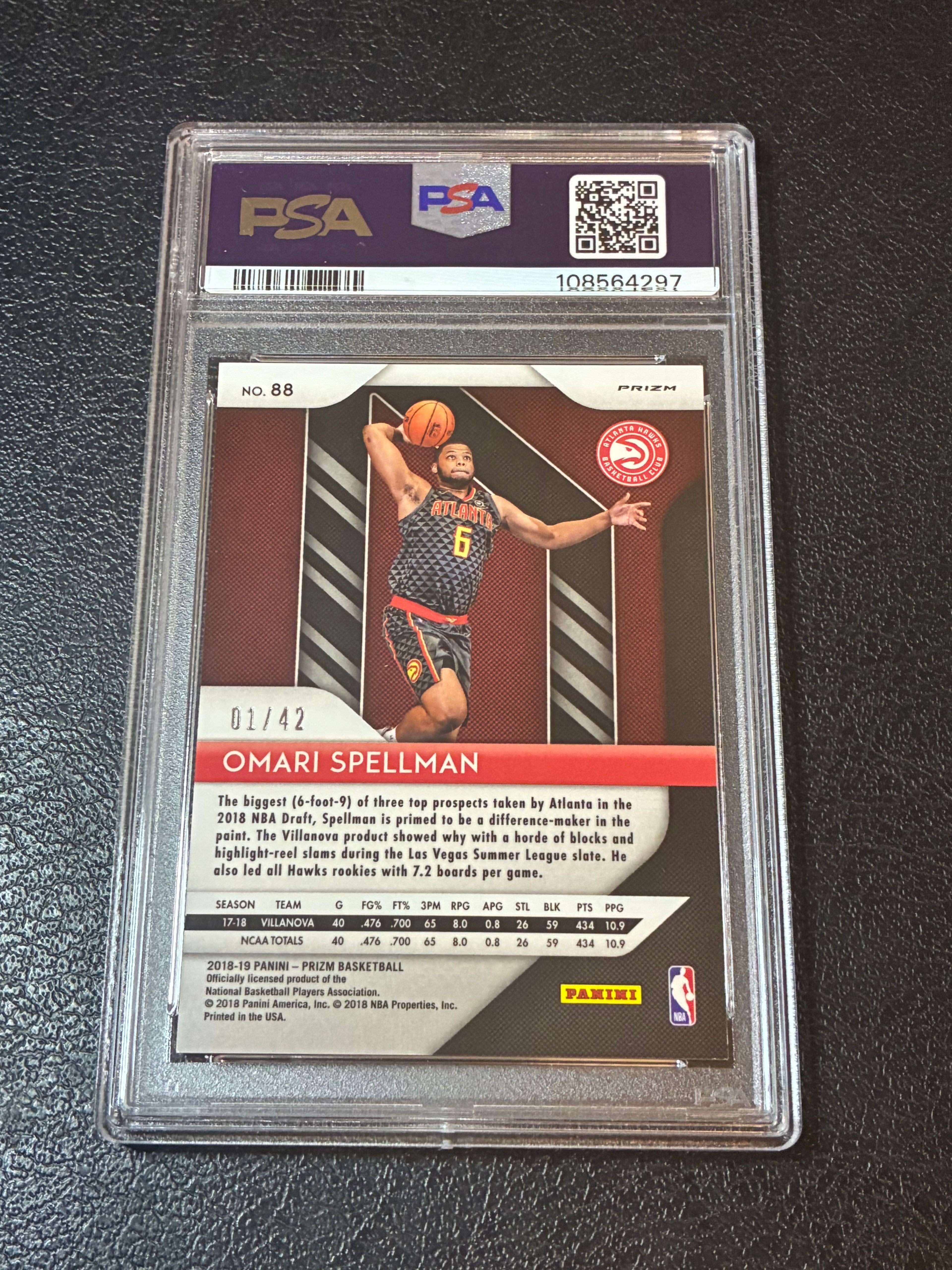 2018 Panini Prizm Omari Spellman Pink Pulsar /42 PSA 9🔥