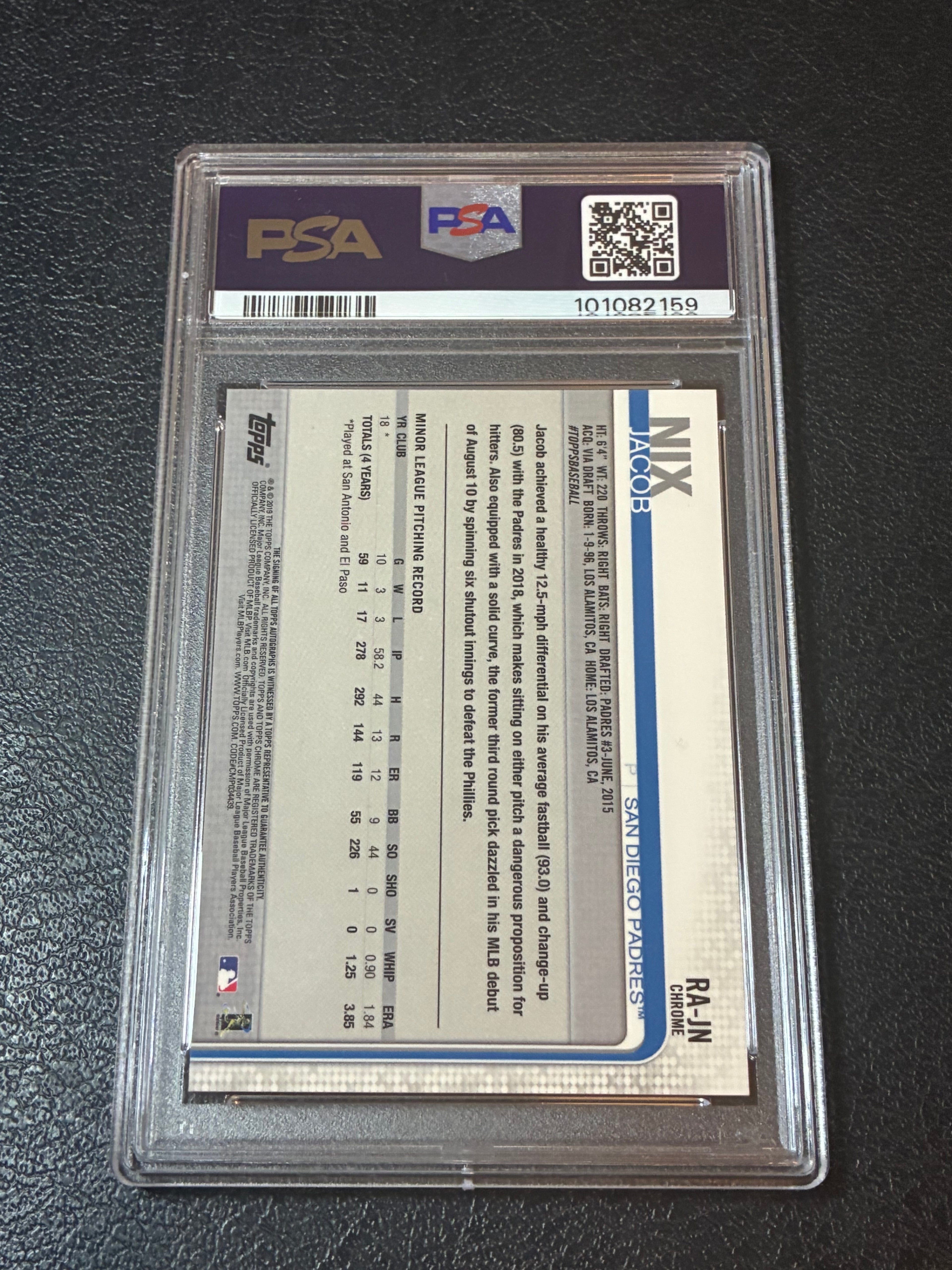 2019 Topps Chrome - Rookie Autographs Jacob Nix #RA-JN (AU, RC) PSA 10🔥