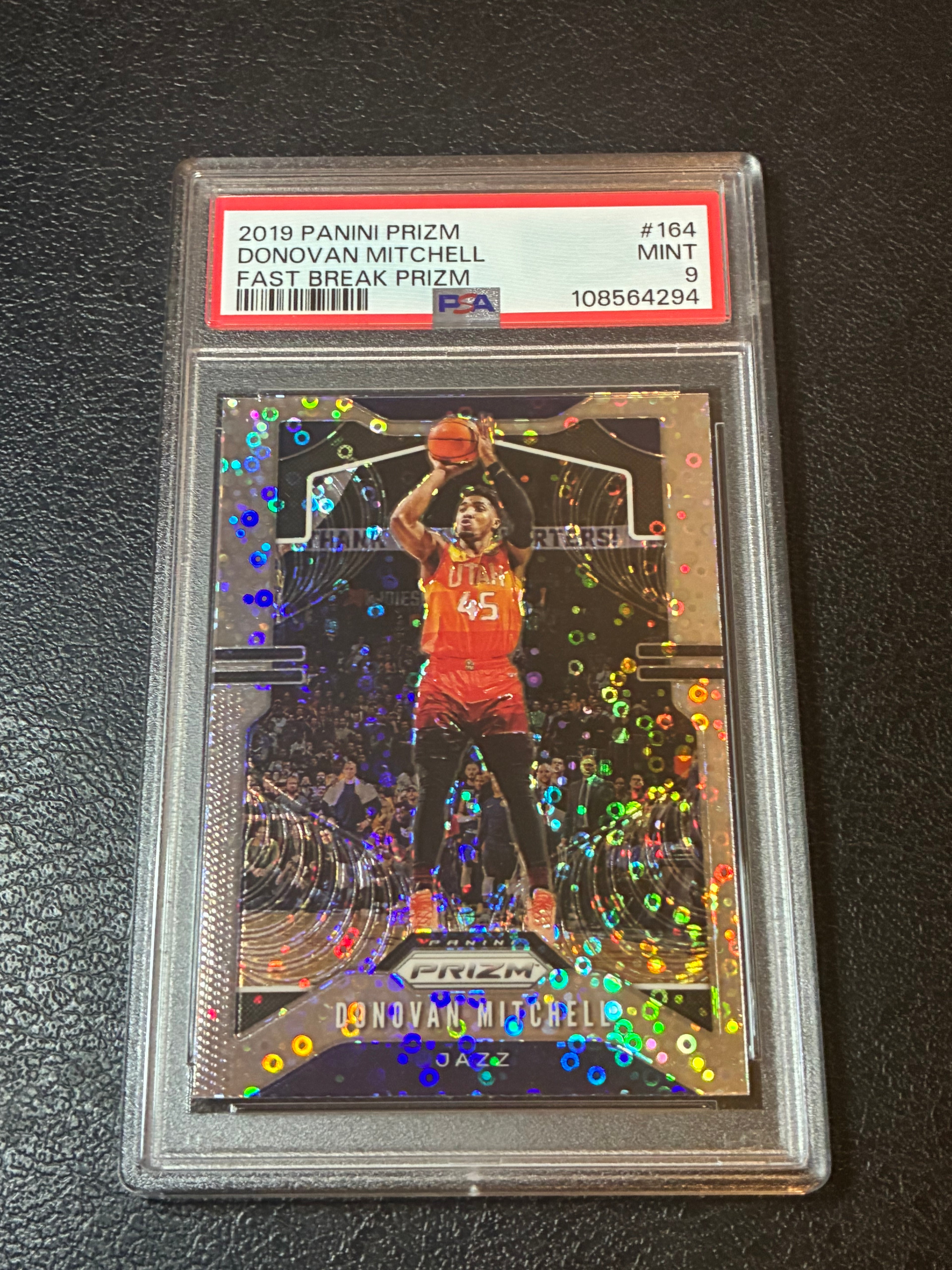 2019 Panini Prizm Donovan Mitchell Fast Break Prizm PSA 9 Pop 9🔥