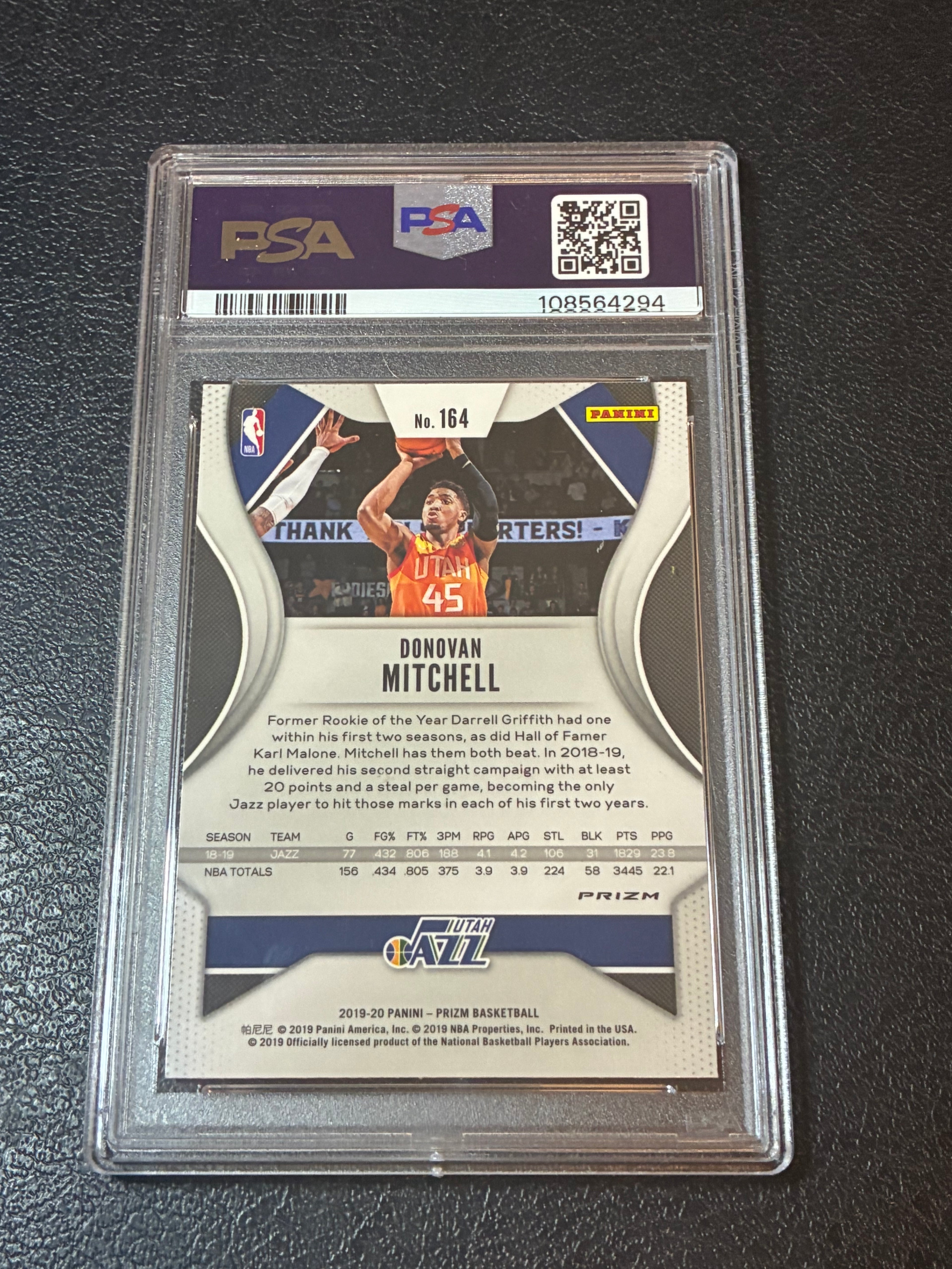 2019 Panini Prizm Donovan Mitchell Fast Break Prizm PSA 9 Pop 9🔥
