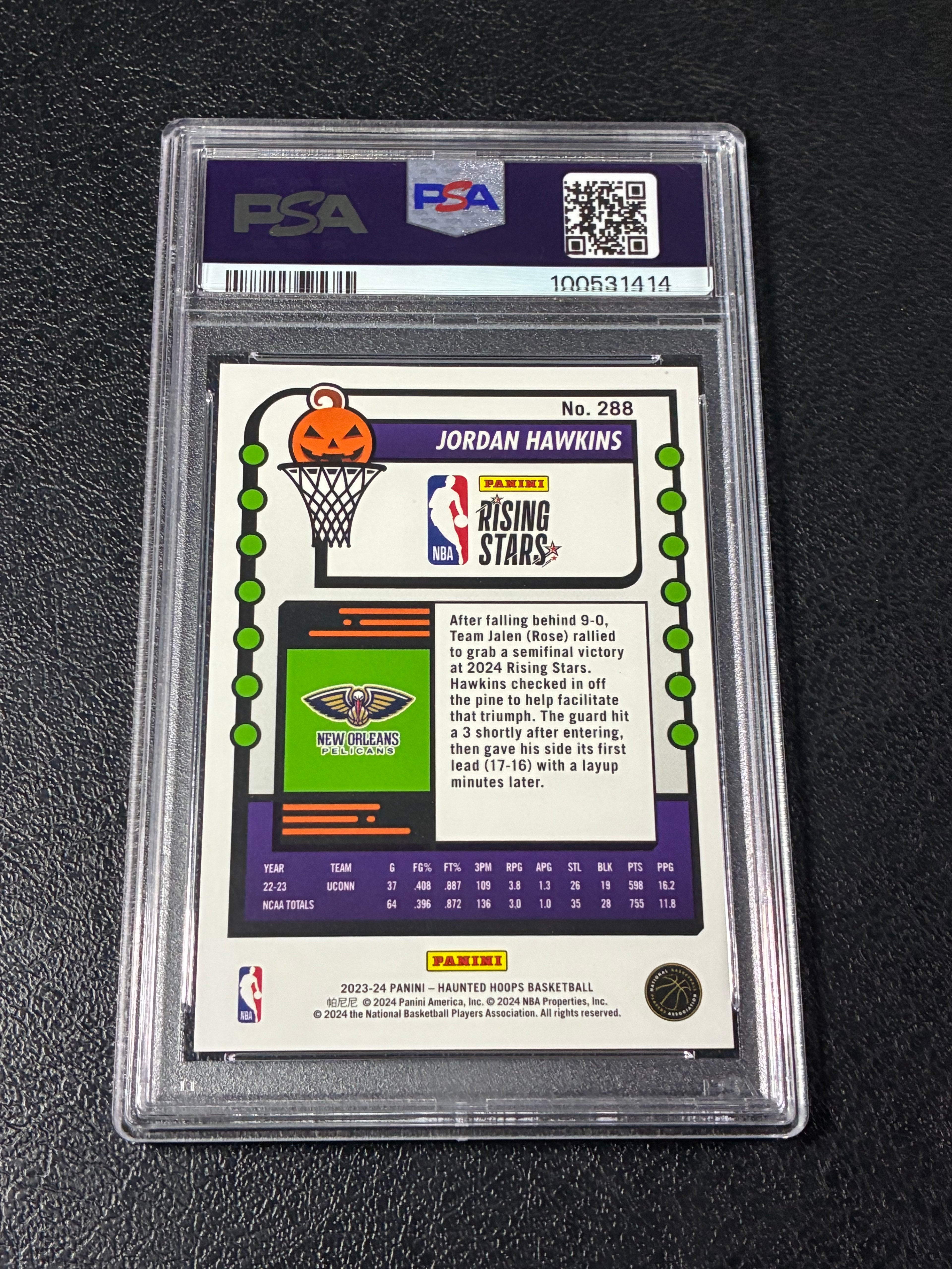 2023 Haunted Hoops Jordan Hawkins Holo Webs PSA 10 Pop 8🔥