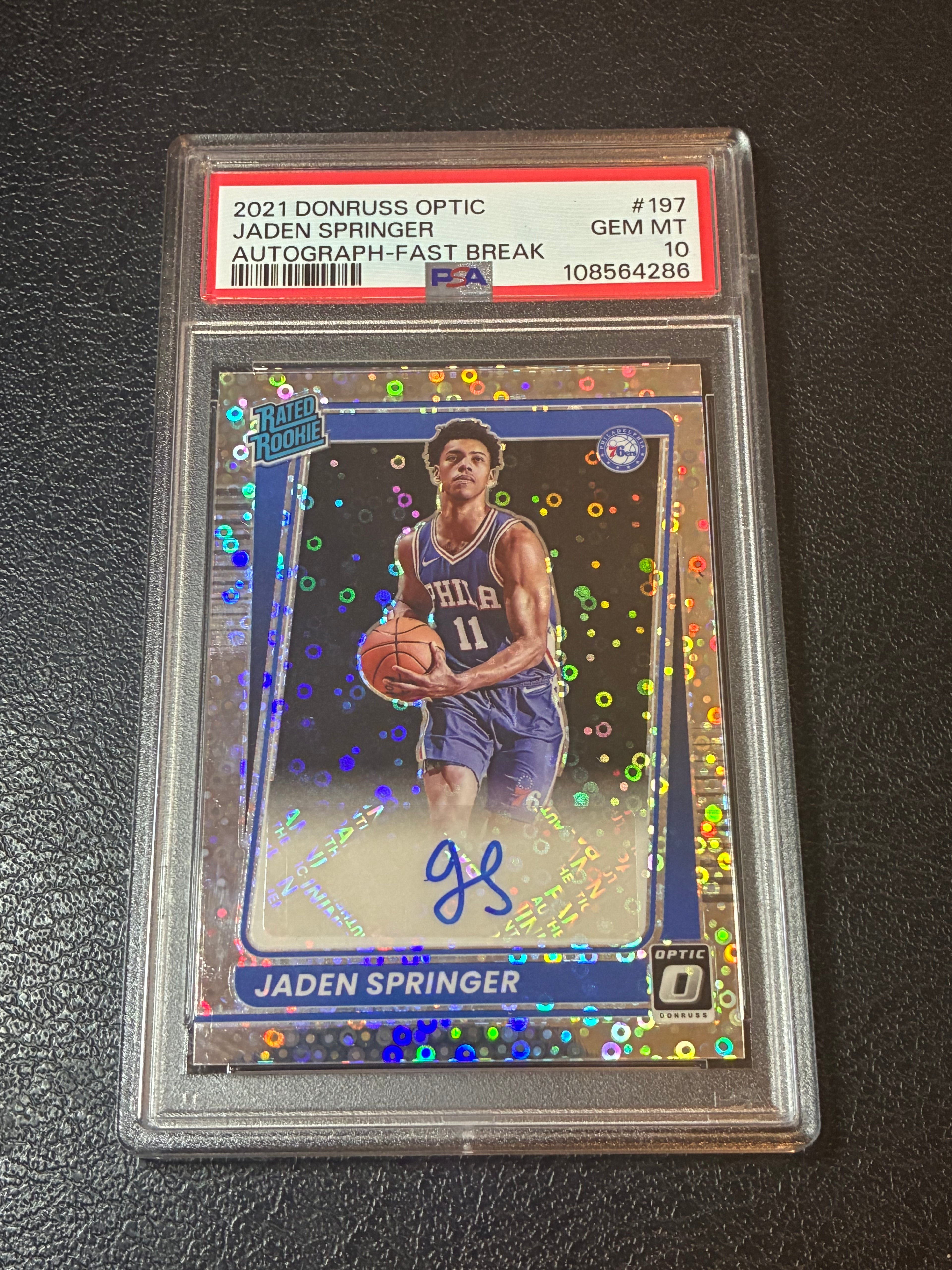2021 Donruss Optic Jaden Springer Autograph-Fast Break PSA 10 POP 1🔥