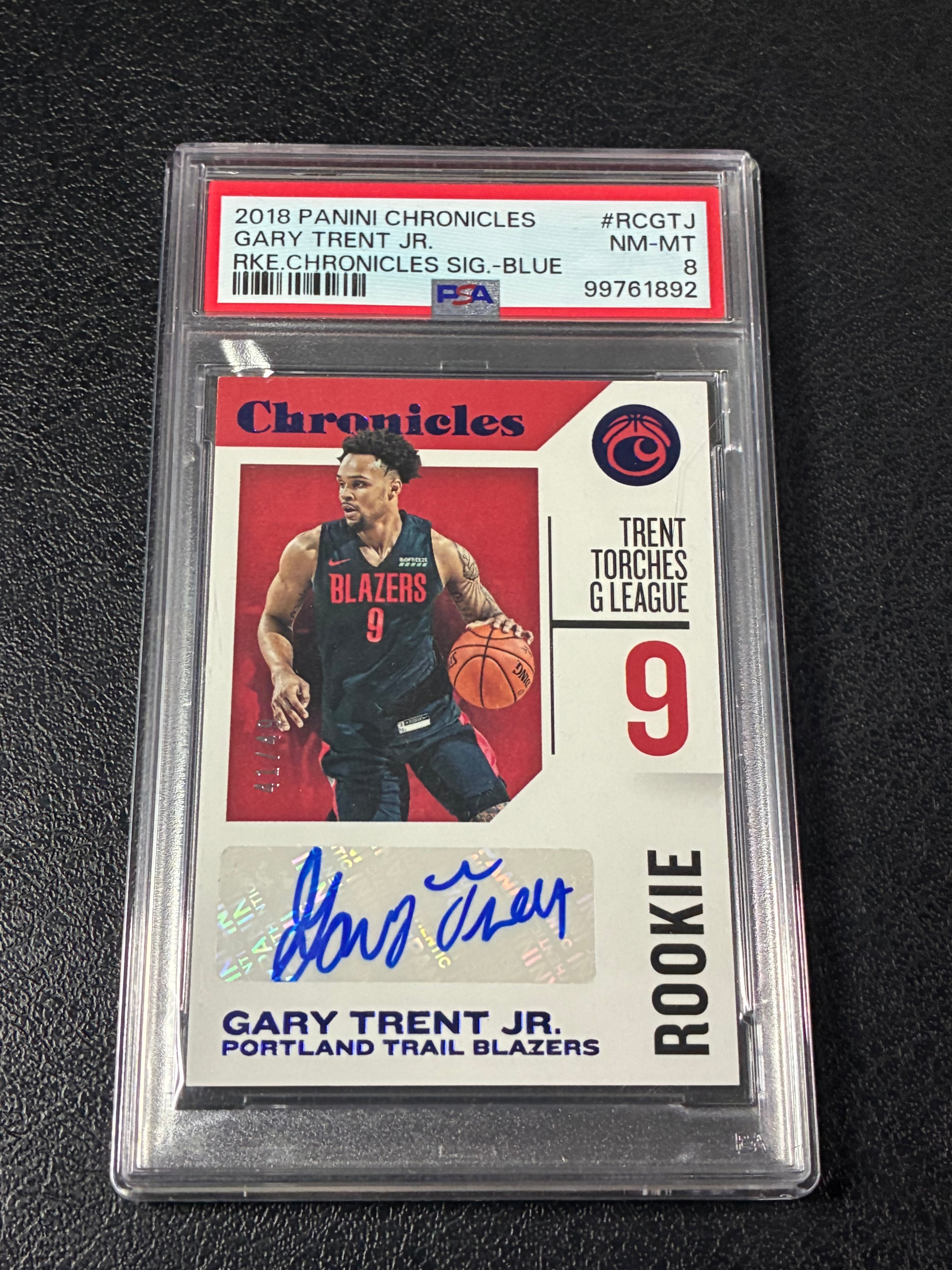 2018 Panini Chronicles Gary Trent Jr Rookie Chronicle Signature Blue /49 PSA 8🔥