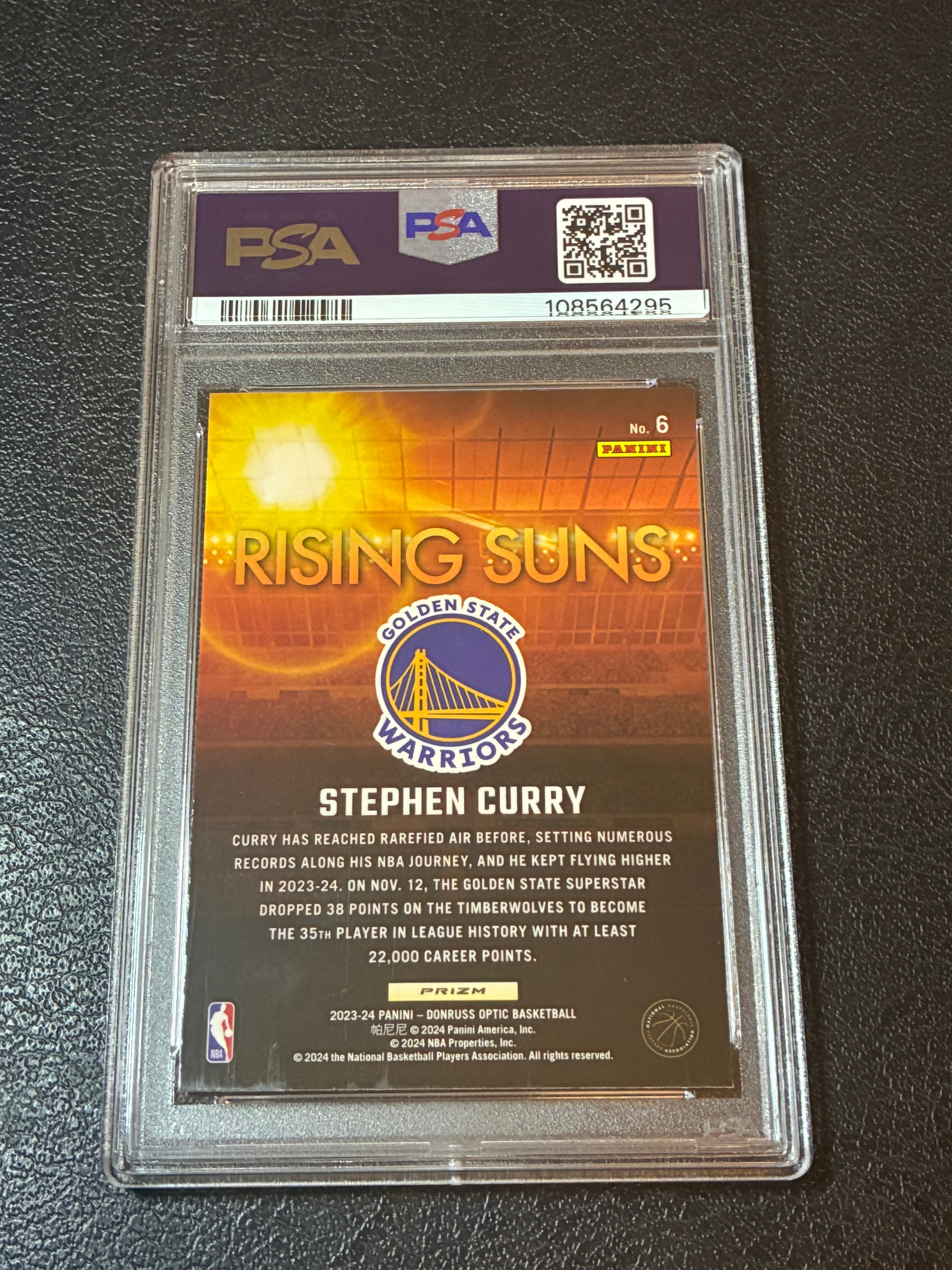 2023 Donruss Optic Stephen Curry Rising Suns-Holo Fast Break PSA 8