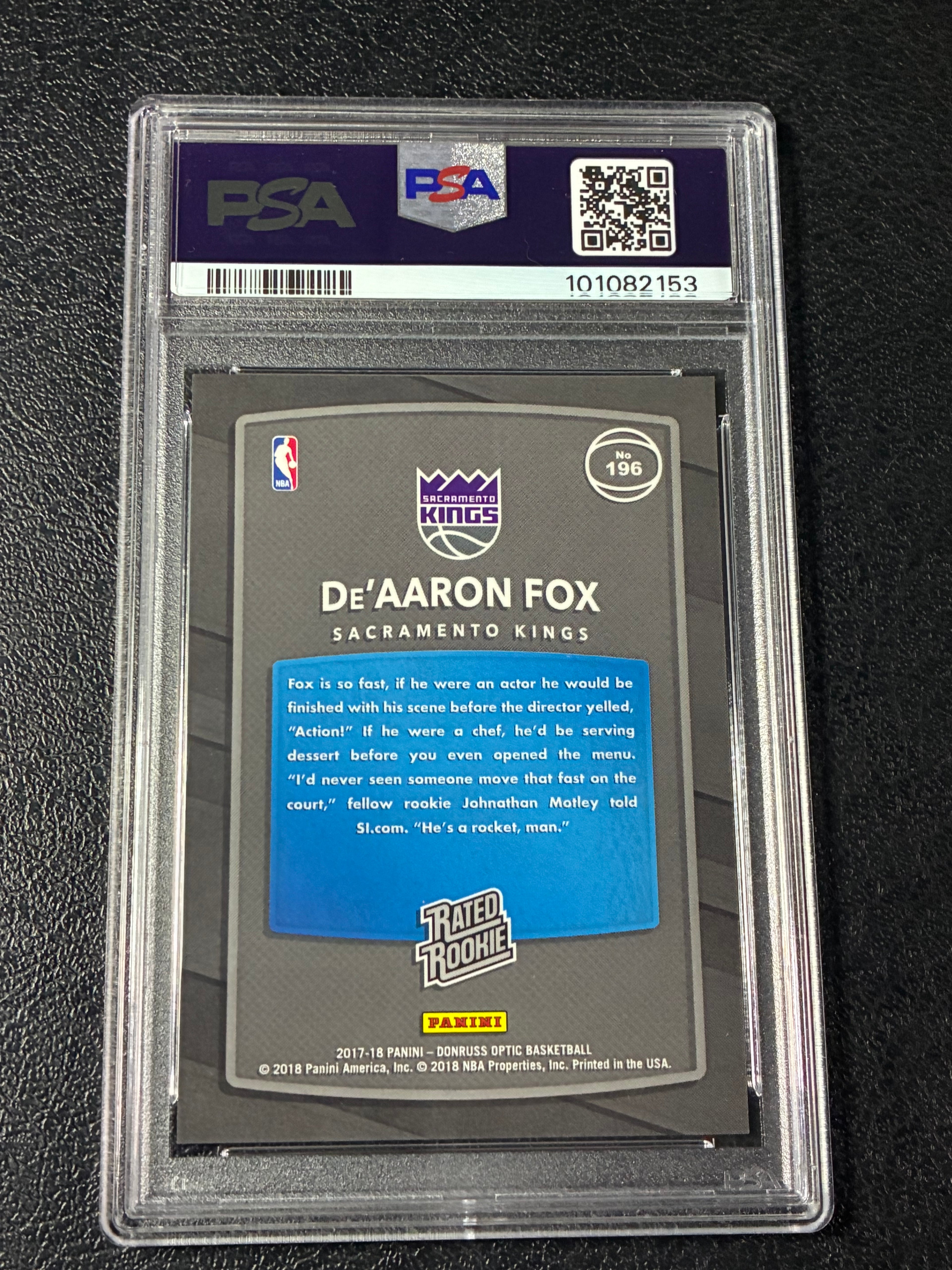 2017-18 Panini Donruss Optic - Rated Rookie De'Aaron Fox #196 Shock (RC) PSA 9🔥