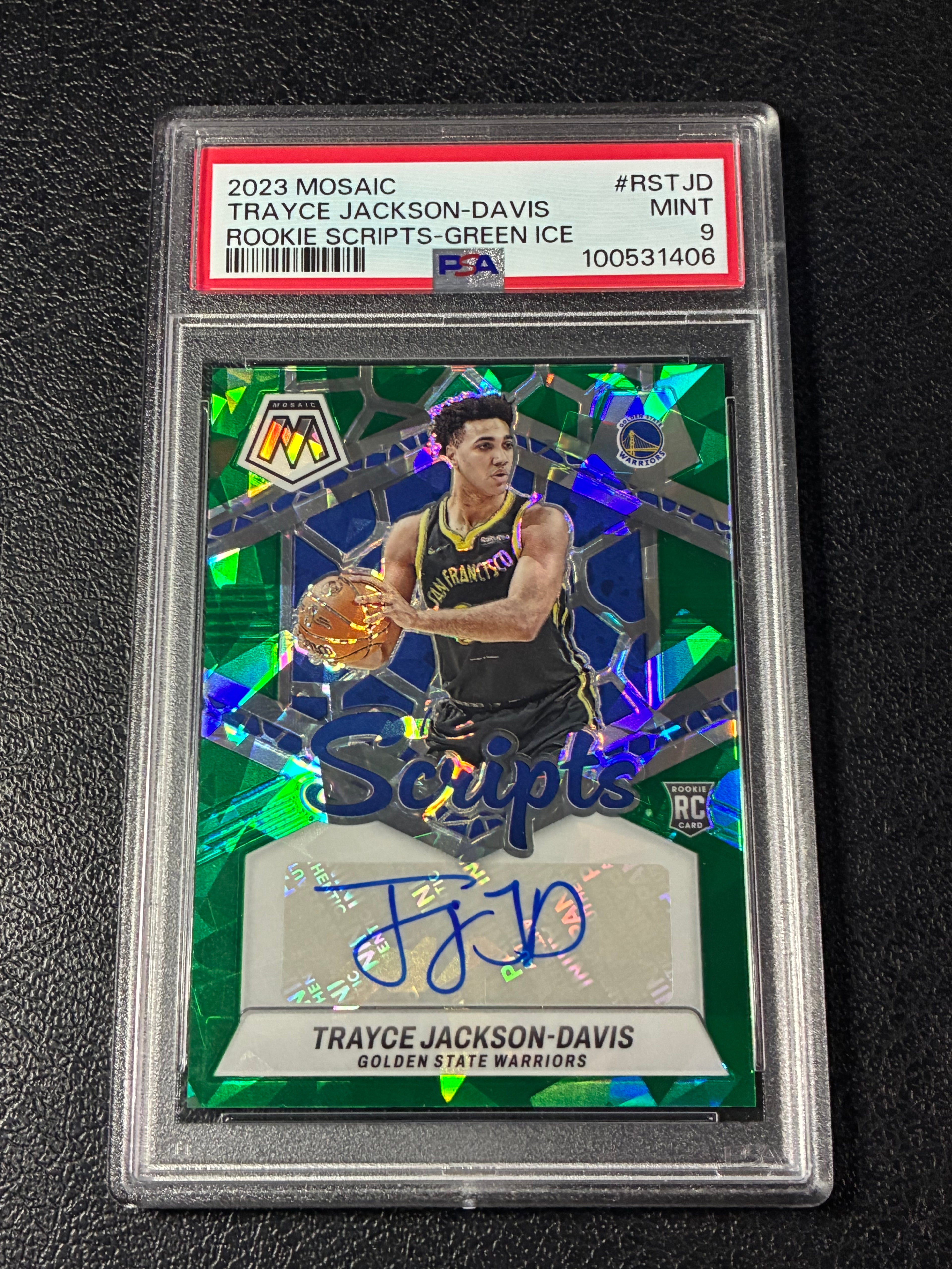2023 Mosaic Trayce Jackson-Davis Rockie Scripts-Green Ice PSA 9 Pop 1🔥