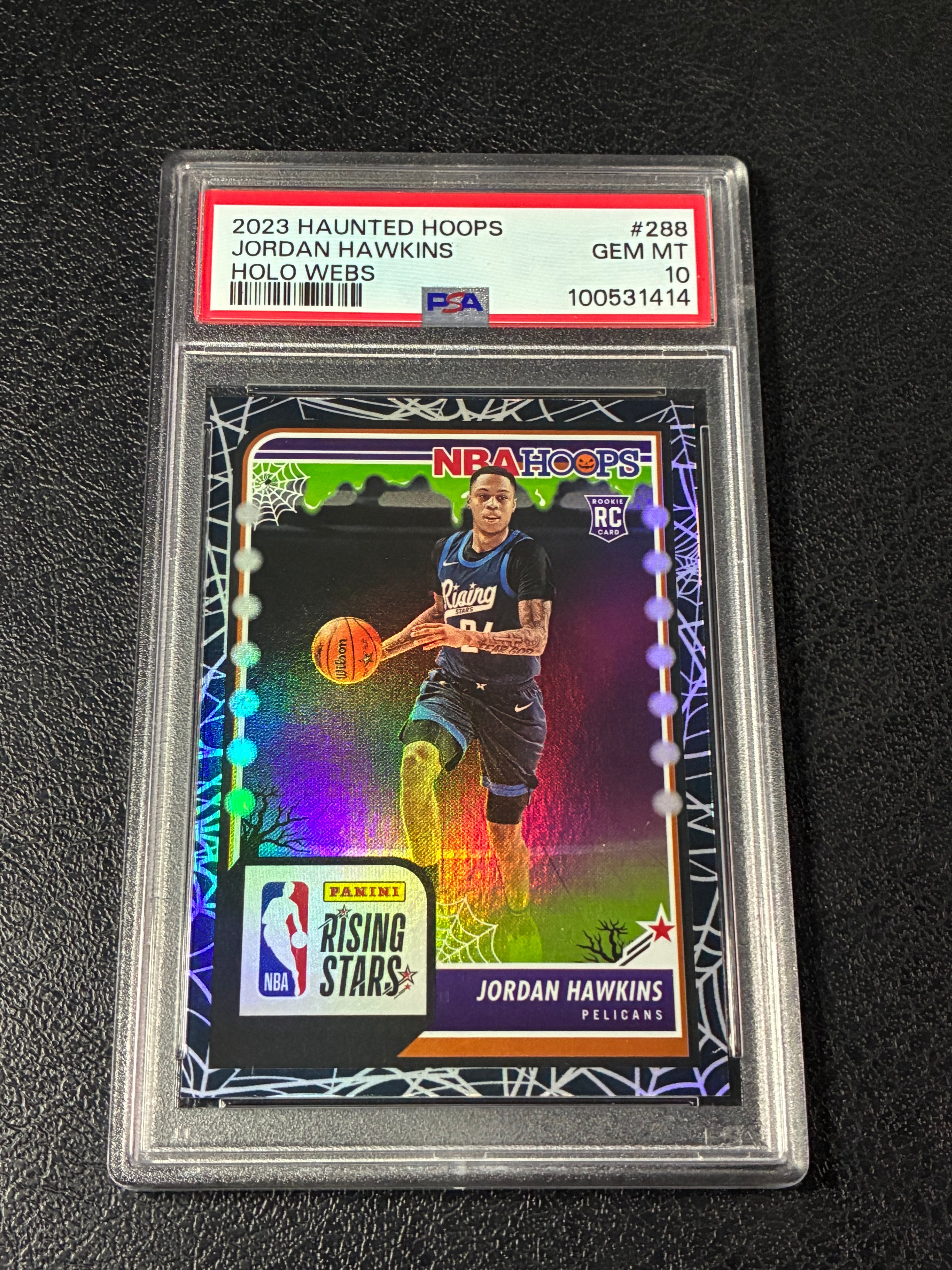 2023 Haunted Hoops Jordan Hawkins Holo Webs PSA 10 Pop 8🔥