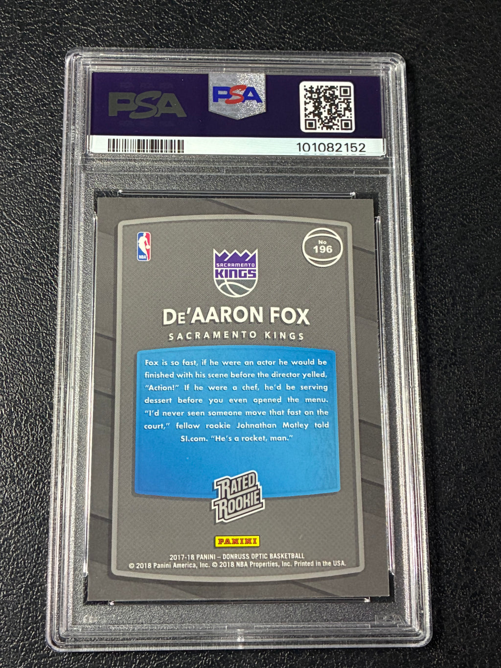 2017-18 Panini Donruss Optic - Rated Rookie De'Aaron Fox #196 Red Yellow PSA 9🔥