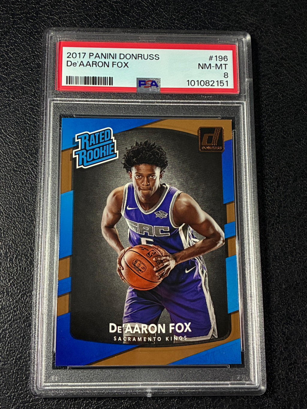 2017-18 Panini Donruss - Rated Rookies De'Aaron Fox #196 (RC) PSA 8🔥