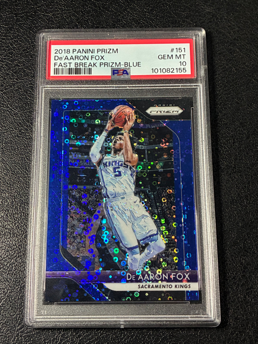 2018 Panini Prizm De’Aaron Fox Fast Break Prizm-Blue /175 PSA 10 Pop 1🔥
