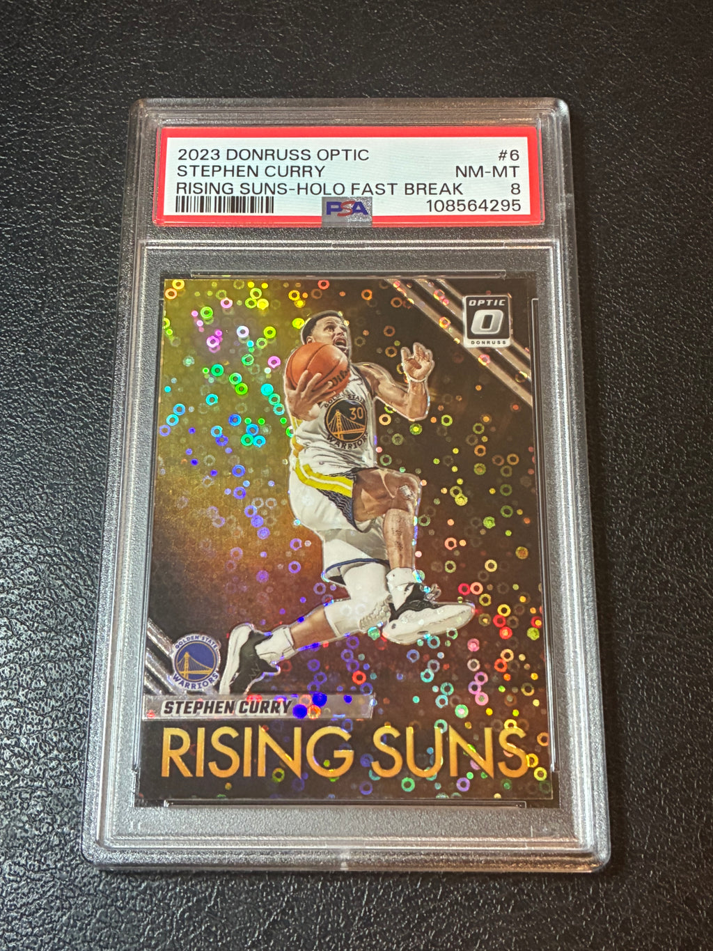 2023 Donruss Optic Stephen Curry Rising Suns-Holo Fast Break PSA 8