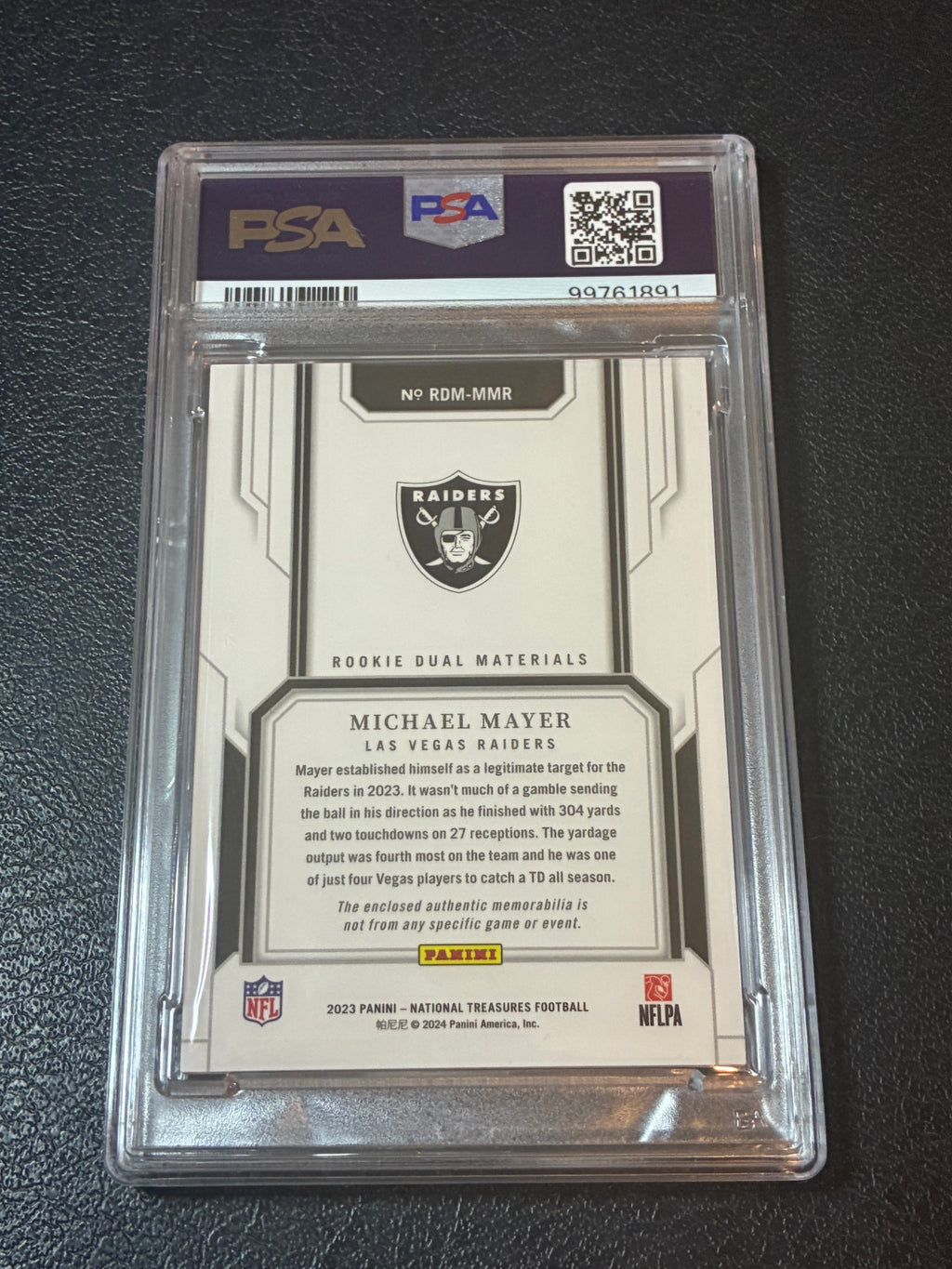 2023 National Treasures Michael Mayer Rookie Dual Mat-Purple /49 PSA 8 Pop 2🔥