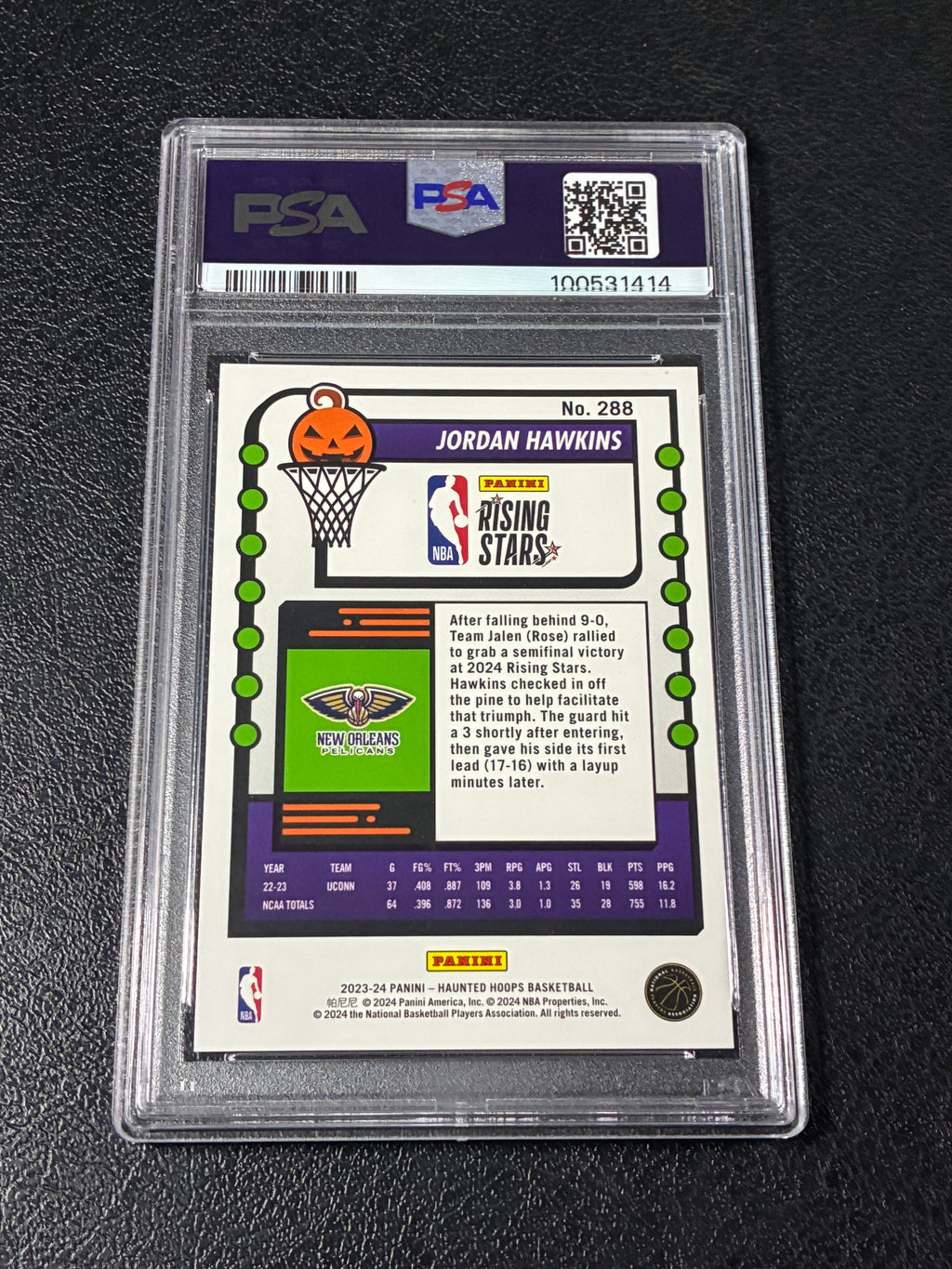 2023 Haunted Hoops Jordan Hawkins Holo Webs PSA 10 Pop 8🔥