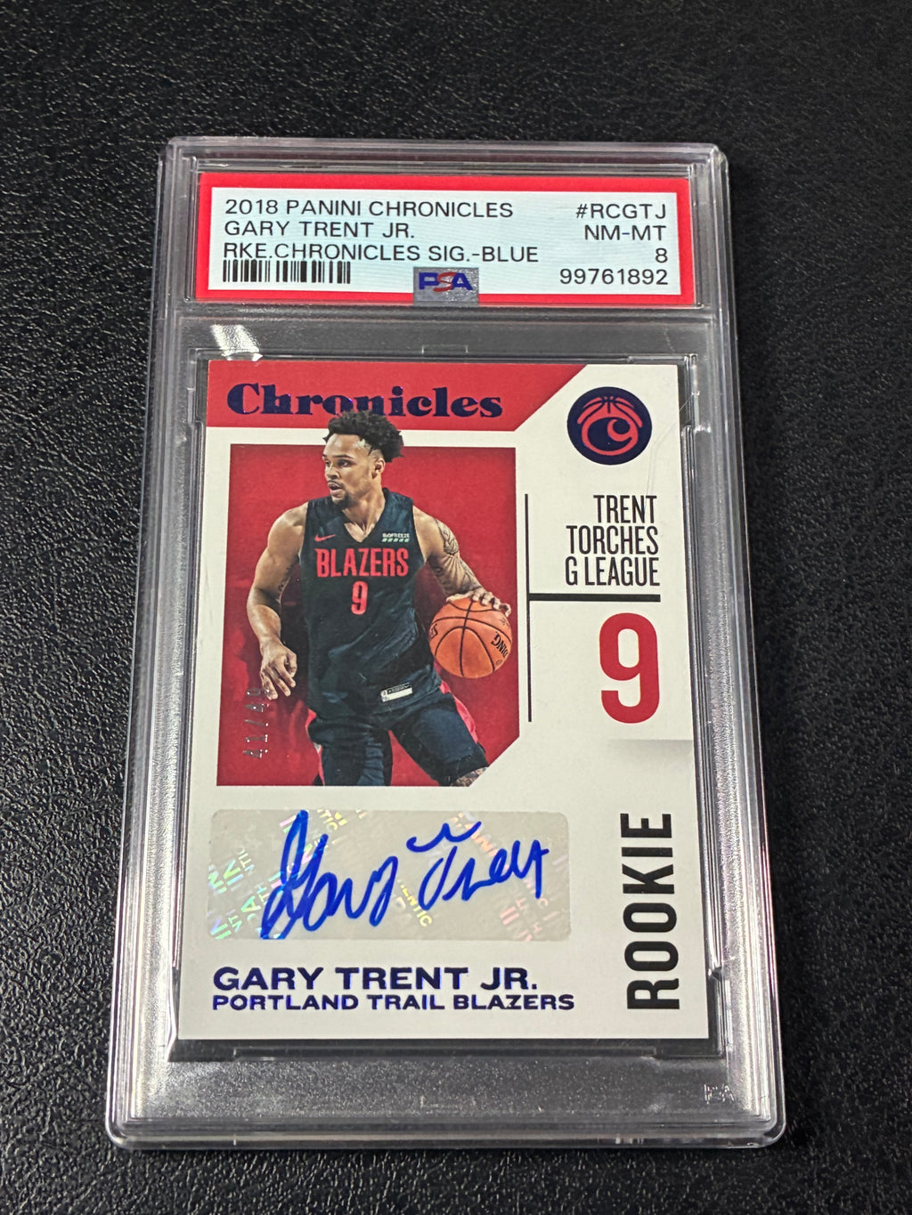 2018 Panini Chronicles Gary Trent Jr Rookie Chronicle Signature Blue /49 PSA 8🔥