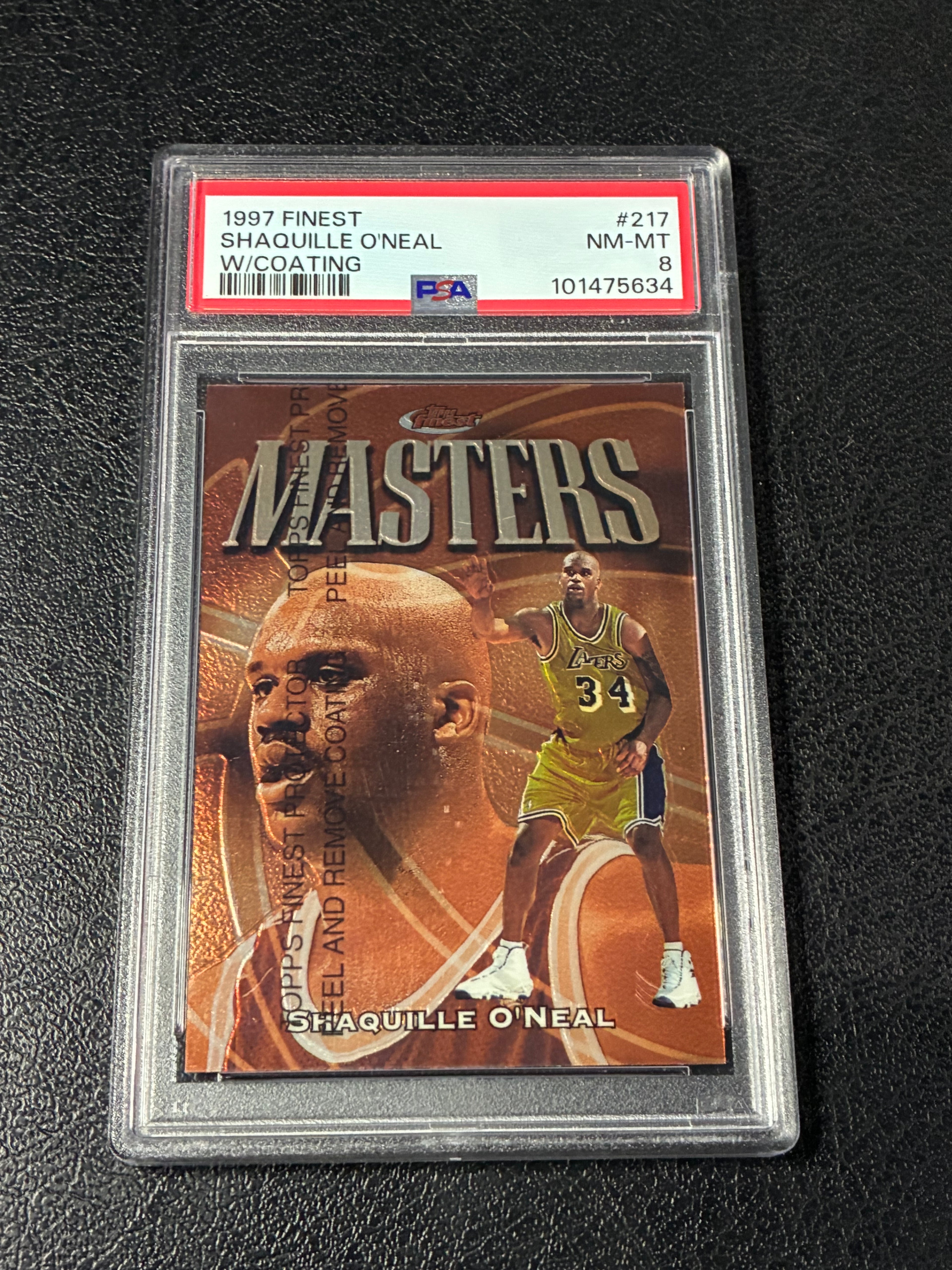 1997-98 Topps Finest - Common - Bronze Shaquille O'Neal #217 w/ Coating PSA 8🔥