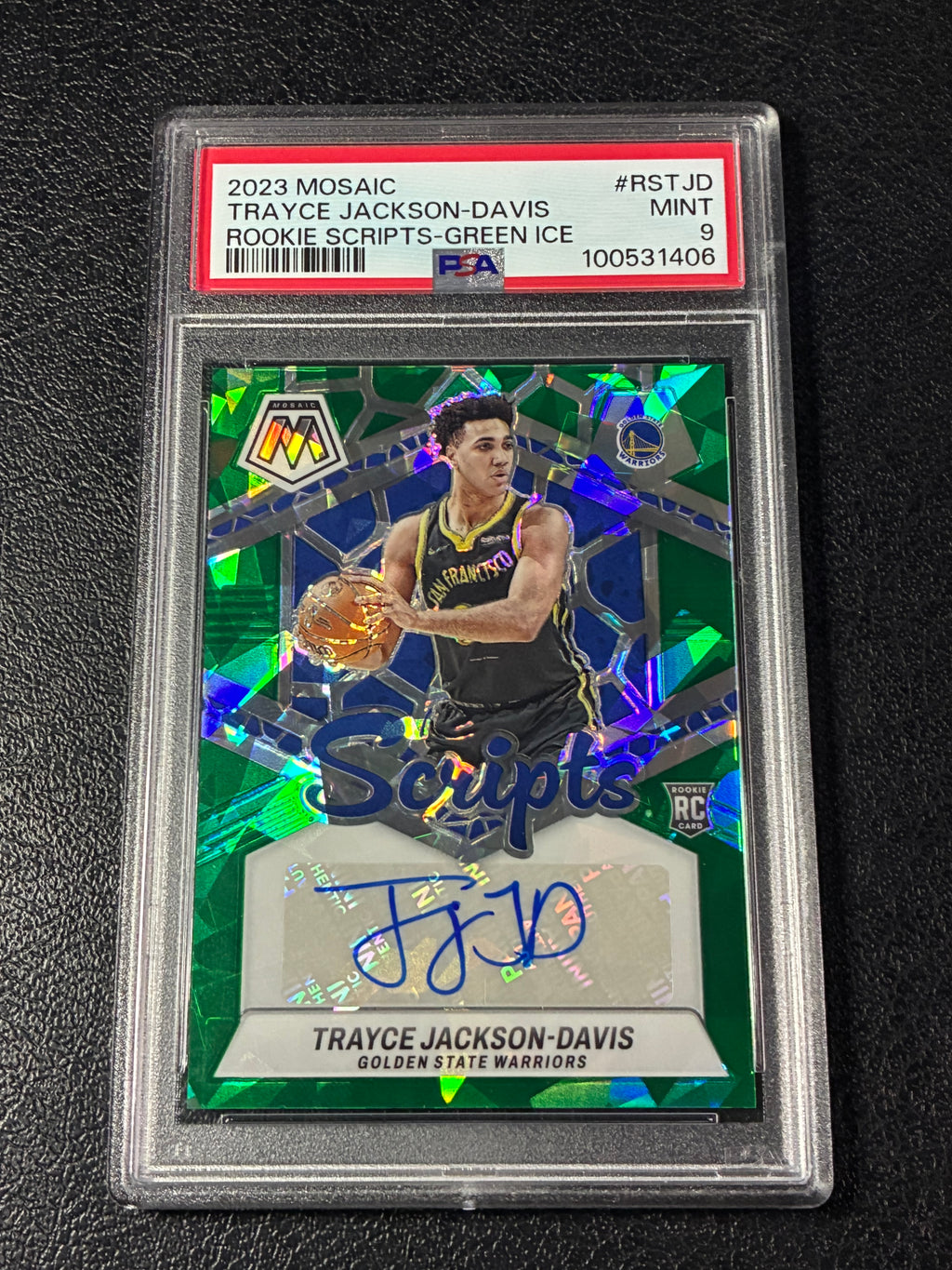 2023 Mosaic Trayce Jackson-Davis Rockie Scripts-Green Ice PSA 9 Pop 1🔥